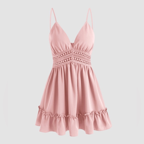 Pink Ruffle Hem Mini Dress – Size S - Picture 9 of 11